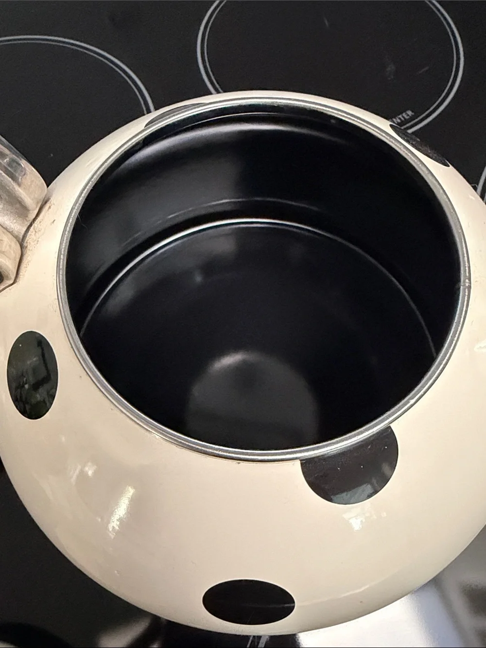 kate spade White and Black Polka Dot Whistling Tea Kettle